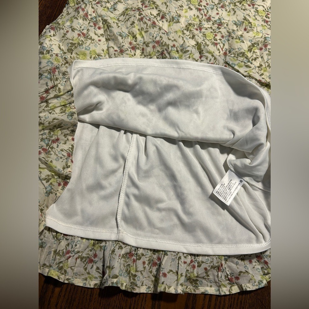 Wild Fable Mini Dress Womens L Large Cream Floral Bow Tie Sleeve Cottagecore NWT - Picture 11 of 16